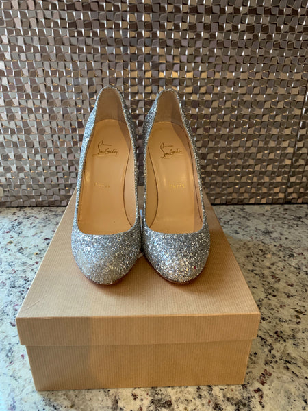 Christian Louboutin Glitter Heels  Designer Handbag Consignment Boutique  Raleigh NC