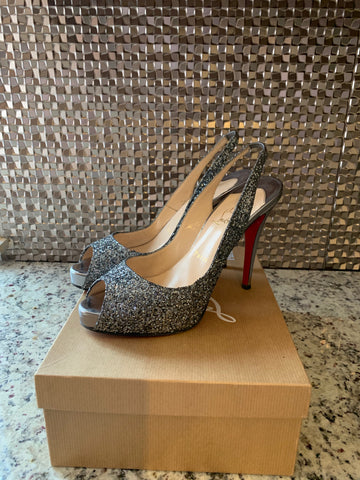 Christian Louboutin Glitter Slingback 40